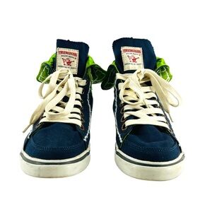 Vintage True Religion Canvas Shoes Blue Green Flip Size 8.5 b201